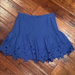 J. Crew Blue Skater Skirt with Floral Hem